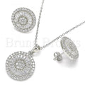 Sterling Silver 10.286.0021 Earring and Pendant Adult Set, with White Cubic Zirconia, Polished Finish, Rhodium Tone