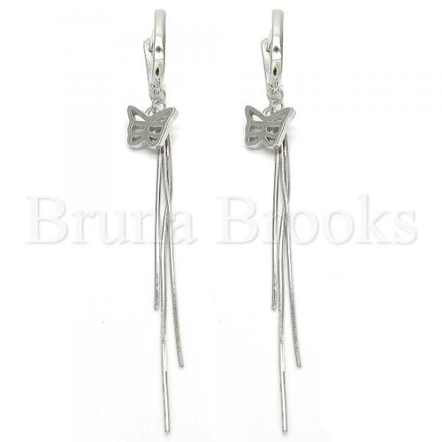 Bruna Brooks Sterling Silver 02.186.0090 Long Earring, Butterfly Design, Polished Finish, Rhodium Tone