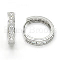 Bruna Brooks Sterling Silver 02.174.0054.20 Huggie Hoop, with White Cubic Zirconia, Polished Finish, Rhodium Tone