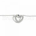 Sterling Silver 04.336.0141.16 Fancy Necklace, Heart Design, with White Cubic Zirconia, Polished Finish, Rhodium Tone