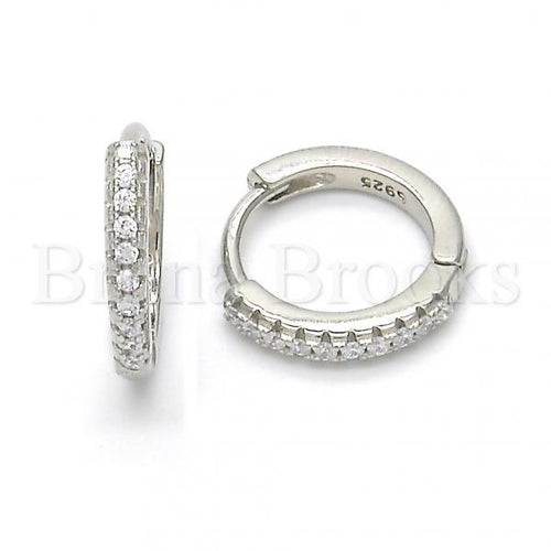 Sterling Silver 02.175.0185.15 Huggie Hoop, with White Crystal, Polished Finish, Rhodium Tone