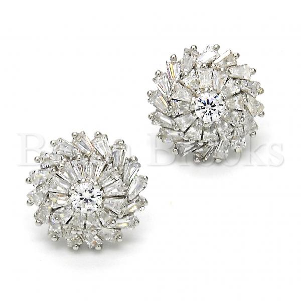 Sterling Silver 02.175.0120 Stud Earring, with White Cubic Zirconia, Polished Finish, Rhodium Tone