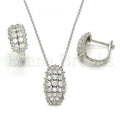 Sterling Silver 10.175.0049 Earring and Pendant Adult Set, with White Cubic Zirconia, Polished Finish, Rhodium Tone