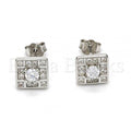 Sterling Silver 02.290.0016 Stud Earring, with White Cubic Zirconia, Polished Finish, Rhodium Tone