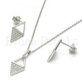 Sterling Silver 10.174.0262 Earring and Pendant Adult Set, with White Micro Pave, Polished Finish, Rhodium Tone