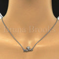 Sterling Silver Fancy Necklace, Crown Design, with Crystal, Rhodium Tone