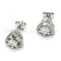 Sterling Silver 02.285.0011 Stud Earring, with White Cubic Zirconia and White Crystal, Polished Finish, Rhodium Tone