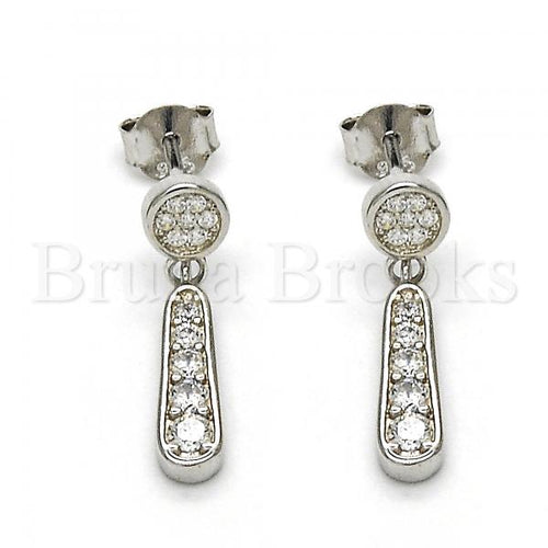 Bruna Brooks Sterling Silver 02.175.0132 Dangle Earring, with White Cubic Zirconia, Polished Finish, Rhodium Tone