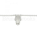 Sterling Silver 04.336.0207.16 Fancy Necklace, Hand of God Design, with White Crystal, Polished Finish, Rhodium Tone