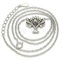 Sterling Silver Fancy Necklace, Tree Design, with Crystal, Rhodium Tone