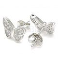Sterling Silver Stud Earring, Butterfly Design, with Micro Pave, Rhodium Tone