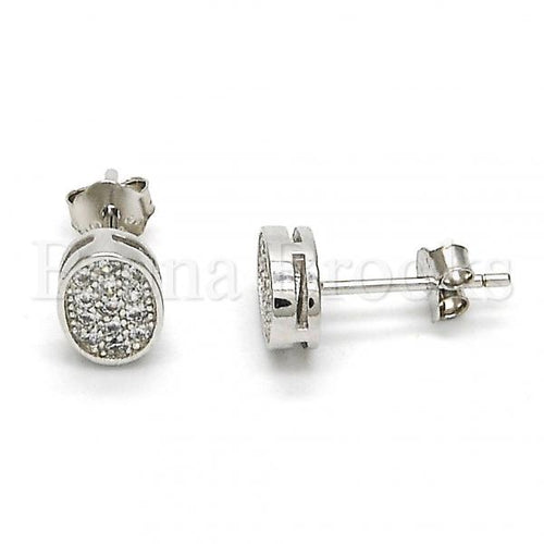 Bruna Brooks Sterling Silver 02.292.0008 Stud Earring, with White Micro Pave, Polished Finish, Rhodium Tone