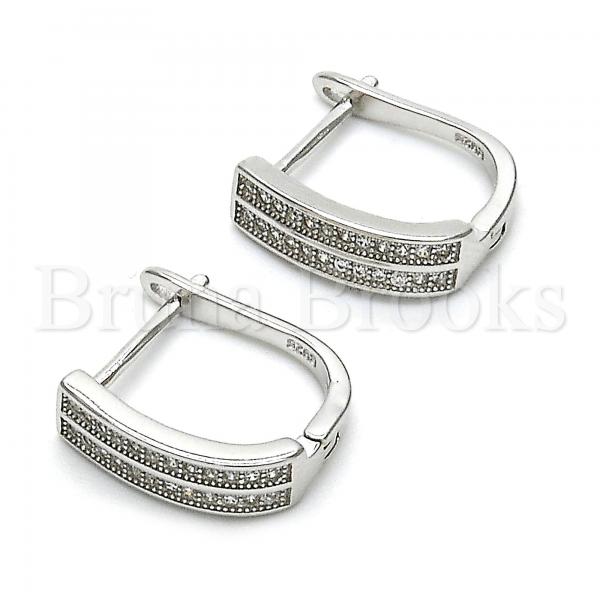 Sterling Silver 02.175.0044.15 Huggie Hoop, with White Micro Pave, Polished Finish, Rhodium Tone