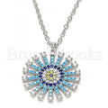 Bruna Brooks Sterling Silver 04.336.0076.16 Fancy Necklace, with Multicolor Micro Pave, Polished Finish, Rhodium Tone