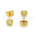 Sterling Silver 02.285.0045 Stud Earring, with White Cubic Zirconia, Polished Finish, Golden Tone