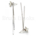 Rhodium Plated Long Earring, Flower Design, with Swarovski Crystals, Rhodium Tone