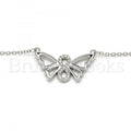 Sterling Silver Fancy Necklace, Butterfly and Infinite Design, with Crystal, Rhodium Tone