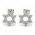 Sterling Silver 02.367.0006 Stud Earring, with White Cubic Zirconia, Polished Finish, Rhodium Tone