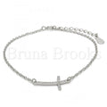 Bruna Brooks Sterling Silver 03.336.0029.07 Fancy Bracelet, Cross Design, with White Micro Pave, Polished Finish, Rhodium Tone