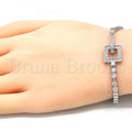Sterling Silver 03.286.0004.08 Fancy Bracelet, with White Cubic Zirconia, Polished Finish, Rhodium Tone