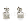 Sterling Silver 02.290.0015 Stud Earring, with White Micro Pave, Polished Finish, Rhodium Tone