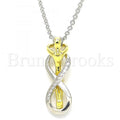 Bruna Brooks Sterling Silver 04.336.0196.16 Fancy Necklace, with White Micro Pave, Polished Finish, Two Tone