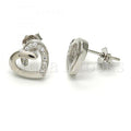 Bruna Brooks Sterling Silver 02.175.0055 Stud Earring, Heart Design, with White Micro Pave, Polished Finish, Rhodium Tone