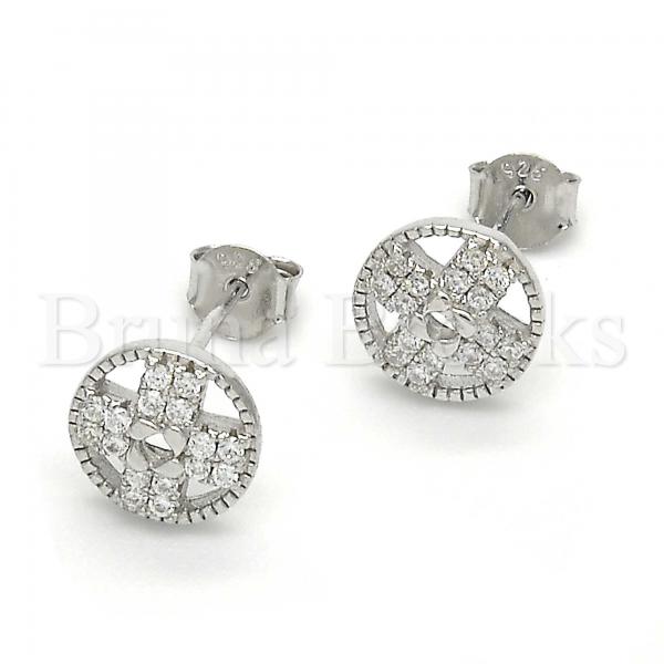 Sterling Silver 02.186.0106 Stud Earring, with White Crystal, Polished Finish, Rhodium Tone