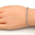 Sterling Silver Fancy Bracelet, with Crystal, Rhodium Tone
