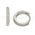 Bruna Brooks Sterling Silver 02.175.0065.15 Huggie Hoop, with White Micro Pave, Polished Finish, Rhodium Tone