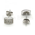 Sterling Silver 02.290.0026 Stud Earring, with White Micro Pave, Polished Finish, Rhodium Tone