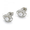 Sterling Silver 02.285.0059 Stud Earring, Crown Design, with White Cubic Zirconia, Polished Finish,