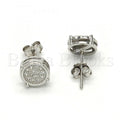 Sterling Silver 02.290.0012 Stud Earring, with White Micro Pave, Polished Finish, Rhodium Tone