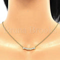 Sterling Silver 04.336.0140.2.16 Fancy Necklace, with White Cubic Zirconia, Polished Finish, Golden Tone
