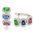 Bruna Brooks Sterling Silver 02.186.0189.15 Huggie Hoop, with Multicolor Cubic Zirconia, Polished Finish, Rhodium Tone
