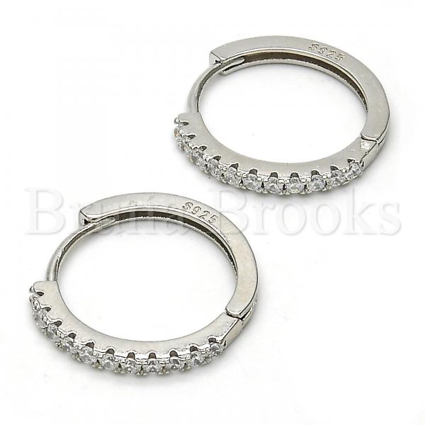 Sterling Silver 02.175.0080.20 Huggie Hoop, with White Crystal, Polished Finish, Rhodium Tone