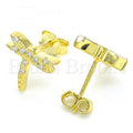 Sterling Silver 02.336.0162.2 Stud Earring, Dragon-Fly Design, with White Crystal, Polished Finish, Golden Tone