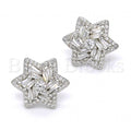 Sterling Silver 02.175.0118 Stud Earring, with White Cubic Zirconia, Polished Finish, Rhodium Tone