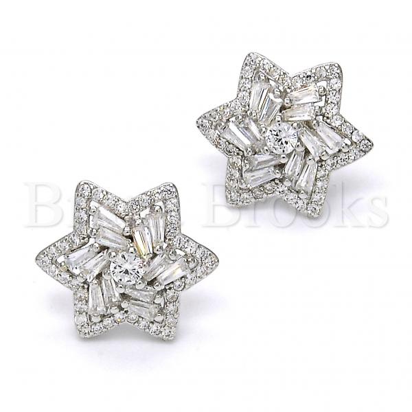 Sterling Silver 02.175.0118 Stud Earring, with White Cubic Zirconia, Polished Finish, Rhodium Tone