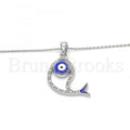 Sterling Silver 05.336.0024 Fancy Pendant, Fish Design, with White Cubic Zirconia, Polished Finish, Rhodium Tone