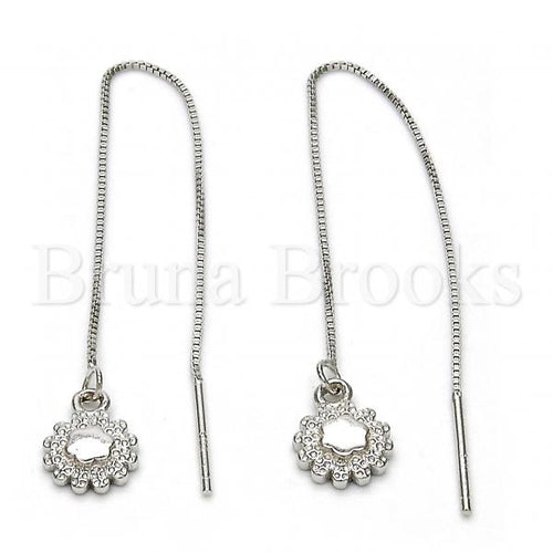 Bruna Brooks Sterling Silver 02.290.0007 Threader Earring, Flower Design, Polished Finish, Rhodium Tone
