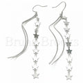 Bruna Brooks Sterling Silver 02.367.0010 Long Earring, Star Design, Polished Finish, Rhodium Tone