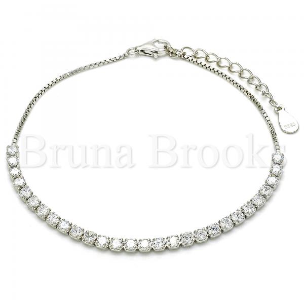 Sterling Silver Fancy Bracelet, with Crystal, Rhodium Tone