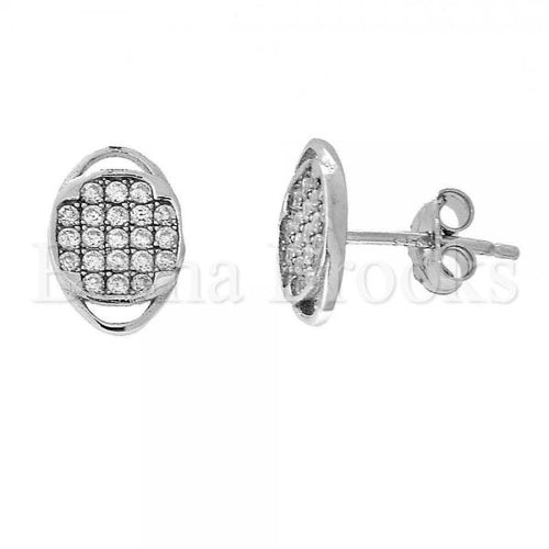 Bruna Brooks Sterling Silver 02.174.0004 Stud Earring, with  Micro Pave, Rhodium Tone