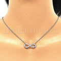Sterling Silver 04.336.0142.16 Fancy Necklace, Infinite Design, with White Micro Pave, Polished Finish, Rhodium Tone