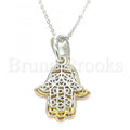 Bruna Brooks Sterling Silver 04.336.0149.18 Fancy Necklace, Hand of God Design, Polished Finish, Tri Tone