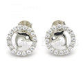 Sterling Silver 02.285.0040 Stud Earring, Dolphin Design, with White Cubic Zirconia, Polished Finish,