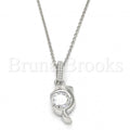 Sterling Silver 05.336.0011 Fancy Pendant, Dolphin Design, with White Cubic Zirconia, Polished Finish, Rhodium Tone
