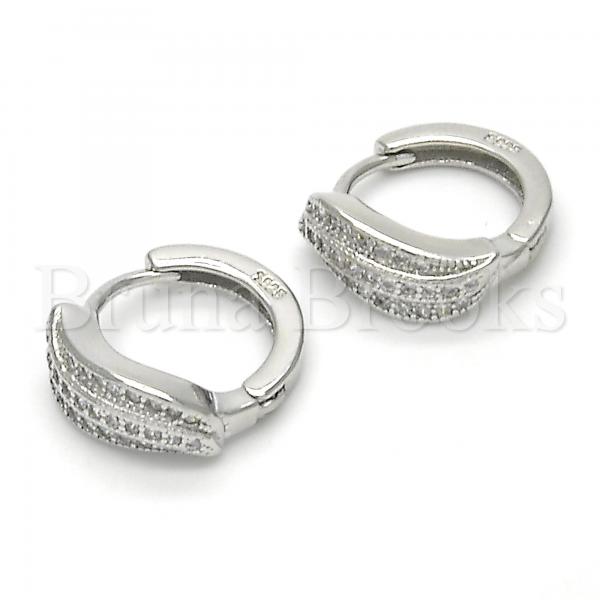 Sterling Silver 02.175.0178.15 Huggie Hoop, with White Micro Pave, Polished Finish, Rhodium Tone