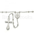 Sterling Silver 09.285.0002.28 Thin Rosary, Virgen Maria and Cross Design, Polished Finish, Rhodium Tone